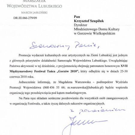 Marszałek Województwa Lubuskiego MARCIN JABŁOŃSKI