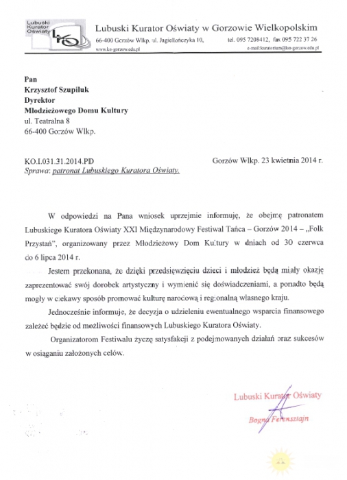 Lubuski Kurator Oświaty – BOGNA FERENSZTAJN