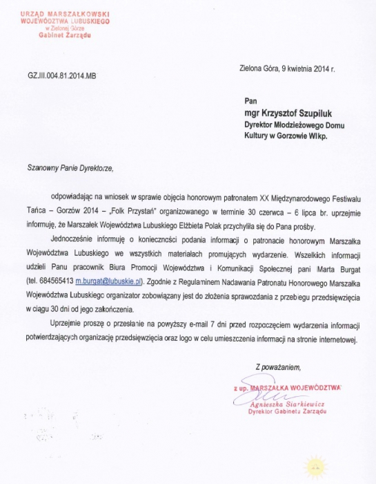 Marszałek Województwa Lubuskiego – ELŻBIETA POLAK